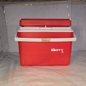 🏖️Vintage Gott 8 Quart Red & White Cooler Lunch Box Ice Chest Personal Cooler🏖